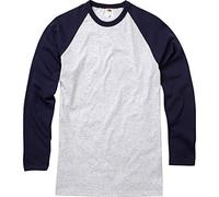 Fotl - Maglia a maniche lunghe da uomo, modello Baseball grigio (heather grey)/blu (deep navy) M
