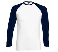 FOTL - T-Shirt Sportiva a Punta Tonda, Uomo, Multicolore (Multicoloured (White/Navy)), 2XL