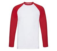 Fotl - T-Shirt Sportiva a Punta Tonda, Uomo, Multicolore (Multicoloured (White/Red)), M