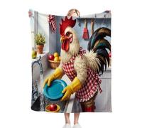 Fotmung Coperta Flanella Grande Gallo Rosso, 180x200 Pratica per il Divano Grande, Respirante e Calda, Decorazione Eleganza per la Casa, Lavabile in Lavatrice e Facile da Manutenzione