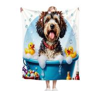 Fotmung Coperta Flanella Mammut Cane che Fa Il Bagno, 240x260 cm Pratica per Salotto e Camera, Accessorio Decorativo Versatile, Lavabile in Lavatrice e Facile da Manutenzione, Respirante