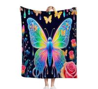 Fotmung Coperta Flanella Mammut Farfalla Colorata, 240x260 cm Pratica per Salotto e Camera, Accessorio Decorativo Versatile, Lavabile in Lavatrice e Facile da Manutenzione, Respirante M74-