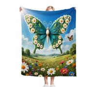 Fotmung Coperta Flanella Mammut Farfalla Verde, 240x260 cm Pratica per Salotto e Camera, Accessorio Decorativo Versatile, Lavabile in Lavatrice e Facile da Manutenzione, Respirante C196