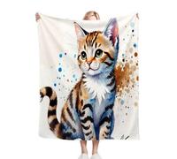 Fotmung Coperta Flanella Mammut Gatto Colorato, 240x260 cm Pratica per Salotto e Camera, Accessorio Decorativo Versatile, Lavabile in Lavatrice e Facile da Manutenzione, Respirante