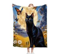 Fotmung Coperta Flanella Mammut Gatto Nero, 240x260 cm Pratica per Salotto e Camera, Accessorio Decorativo Versatile, Lavabile in Lavatrice e Facile da Manutenzione, Respirante M58-