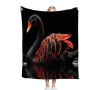 Fotmung Coperta Plaid Matrimoniale in Pile 150x200 Cigno Nero, 3D Coperta di Peluche Flanella Letto Matrimoniale, Plaid Divanoin Termica in Microfibra Morbida per Casa Viaggio