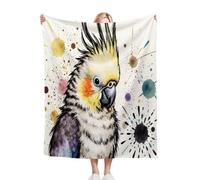 Fotmung Coperta Plaid Matrimoniale in Pile 150x200 Pappagallo Grigio, 3D Coperta di Peluche Flanella Letto Matrimoniale, Plaid Divanoin Termica in Microfibra Morbida per Casa Viaggio