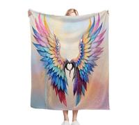 Fotmung Coperta Plush Flanella Ragazza Con Ali Colorate, 130x150 cm Pratica per l'Home-Office, Leggera da Portare, Lavabile in Lavatrice e Non Perde Colore, Utilizzabile Quattro Stagioni-A142