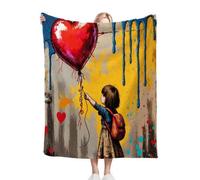 Fotmung Coperta Plush Flanella Ragazza con Cuore, 130x150 cm Pratica per l'Home-Office, Leggera da Portare, Lavabile in Lavatrice e Non Perde Colore, Utilizzabile Quattro Stagioni
