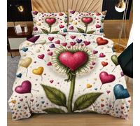 Fotmung Copripiumino 135x200 Cuore Colorato, 1 Copripiumino + 2 Federe, Angoli Interni e Chiusura Laterale Nascosta, Realizzato in Morbido Microfibra Traspirante e Facile da Lavare D236