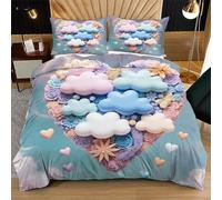 Fotmung Copripiumino 135x200 Cuore Colorato, 1 Copripiumino + 2 Federe, Angoli Interni e Chiusura Laterale Nascosta, Realizzato in Morbido Microfibra Traspirante e Facile da Lavare D248