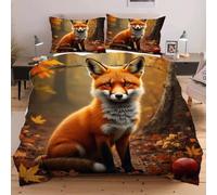 Fotmung Copripiumino Matrimoniale 240x260 in Microfibra Animale Volpe, Set di Biancheria da Letto per Bambini Adolescenti e Adulti, 1 Copripiumino 240x260 cm + 2 Federe 50x80 cm