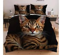 Fotmung Copripiumino Matrimoniale 240x260 in Microfibra Animali Gatti, Set di Biancheria da Letto per Bambini Adolescenti e Adulti, 1 Copripiumino 240x260 cm + 2 Federe 50x80 cmB6