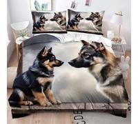 Fotmung Copripiumino Matrimoniale 240x260 in Microfibra Pastore Tedesco 3D, Set di Biancheria da Letto per Bambini Adolescenti e Adulti, 1 Copripiumino 240x260 cm + 2 Federe 50x80 cm-A205