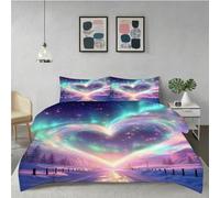 Fotmung Ensemble di Lenzuola 220x240 Cuori Multicolori, 1 Copripiumino + 2 Federe, Stampa Double-Face Artistica, Tessuto Di Qualità Superiore Che Non Sfuma, Per Un Letto Maestoso F346