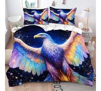 Fotmung Lenzuola 3D 200x200 cm Aquila Animale Colorata, Set 3 Pezzi (1 Copripiumino + 2 Federe), Morbido e Resistente Per Tutte Le Stagioni, Perfetto Per L'Uso Quotidiano e Il Riposo Sereno-A212