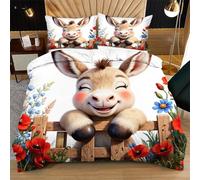 Fotmung Lenzuola 3D 200x200 cm Mulo Colorato, Set 3 Pezzi (1 Copripiumino + 2 Federe), Morbido e Resistente Per Tutte Le Stagioni, Perfetto Per L'Uso Quotidiano e Il Riposo Sereno Q264