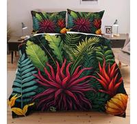 Fotmung Parure Copripiumino Matrimoniale 240x220 Foglia Verde, Set di Biancheria da Letto Matrimoniale con Cerniera e 2 Federe, Copripiumini in Microfibra per Adulti Adolescenti