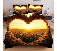 Fotmung Parure Copripiumino Matrimoniale 240x220 Girasole Giallo, Set di Biancheria da Letto Matrimoniale con Cerniera e 2 Federe, Copripiumini in Microfibra per Adulti AdolescentiB4