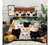 Fotmung Piumino Extra Large 240x260 cm Gatto 3D Giovane, Set 3 Pezzi con Piumino in Cotone e Copripiumino Microfibra, 2 Federe Incluse, Massimo Comfort, Adattabile a Tutte le Stagioni-A284