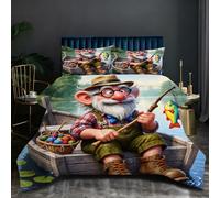 Fotmung Piumino Extra Large 240x260 cm Vecchio Pescatore, Set 3 Pezzi con Piumino in Cotone e Copripiumino Microfibra, 2 Federe Incluse, Massimo Comfort, Adattabile a Tutte le Stagioni N176