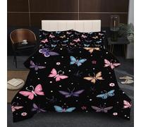 Fotmung Piumino Letto Singolo 135x200 Farfalle Colorate, 3D Stampa 3 Pezzi Set Piumino Singolo, Biancheria da Letto per Adulti con 1 Trapunte 135 x 200 + 2 Federe 50 x 80 cm