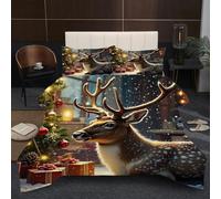 Fotmung Piumino Letto Singolo 150x200 Cervo Nella Neve, Leggero Biancheria da Letto in Microfibra di 3 Pezzi, 1 Trapunte Singolo 150 x 200 cm con 2 Federe 50 x 80 cm