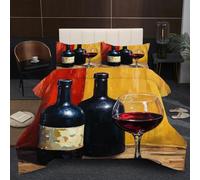 Fotmung Piumino Una Piazza e Mezza 200x200 Bicchiere di Vino Rosso, Set di Biancheria da Letto Matrimoniale per Adulti, 1 Trapunte in Microfibra 200 x 200 cm e 2 Federa 50 x 80 cm