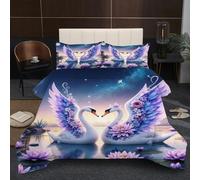 Fotmung Piumino Una Piazza e Mezza 200x200 Cigno Bianco, Set di Biancheria da Letto Matrimoniale per Adulti, 1 Trapunte in Microfibra 200 x 200 cm e 2 Federa 50 x 80 cm B222