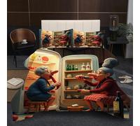 Fotmung Piumino Una Piazza e Mezza 200x200 Due Nonne, Set di Biancheria da Letto Matrimoniale per Adulti, 1 Trapunte in Microfibra 200 x 200 cm e 2 Federa 50 x 80 cm