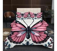 Fotmung Piumino Una Piazza e Mezza 200x200 Farfalle Rosa, Set di Biancheria da Letto Matrimoniale per Adulti, 1 Trapunte in Microfibra 200 x 200 cm e 2 Federa 50 x 80 cm
