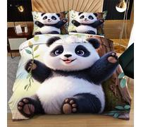 Fotmung Set Biancheria da Letto Singolo Panda Verde, Copripiumino Singolo Set Biancheria da Letto in Microfibra di 3 Pezzi, 1 Parure Copri Piumone 150x200 con 2 Federe 50x80 R41