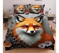 Fotmung Set Copripiumino Una Piazza e Mezza Animale Volpe, Set di Biancheria da Letto Matrimoniale per Adulti, 1 Copripiumino in Microfibra 200x200 cm e 2 Federa 50x80 cmB2