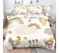 Fotmung Set Copripiumino Una Piazza e Mezza Animali Gallo, Set di Biancheria da Letto Matrimoniale per Adulti, 1 Copripiumino in Microfibra 200x200 cm e 2 Federa 50x80 cm-D399