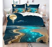 Fotmung Set Copripiumino Una Piazza e Mezza Giovane Sulla Spiaggia Verde, Set di Biancheria da Letto Matrimoniale per Adulti, 1 Copripiumino in Microfibra 200x200 cm e 2 Federa 50x80 cm-A211