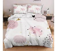 Fotmung Set Copripiumino Una Piazza e Mezza Motivo Rosa, Set di Biancheria da Letto Matrimoniale per Adulti, 1 Copripiumino in Microfibra 200x200 cm e 2 Federa 50x80 cmB2