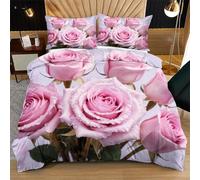 Fotmung Set Copripiumino Una Piazza e Mezza Rosa Rosa, Set di Biancheria da Letto Matrimoniale per Adulti, 1 Copripiumino in Microfibra 200x200 cm e 2 Federa 50x80 cm R233
