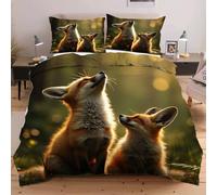 Fotmung Set Copripiumino Una Piazza e Mezza Volpe, Set di Biancheria da Letto Matrimoniale per Adulti, 1 Copripiumino in Microfibra 200x200 cm e 2 Federa 50x80 cmB1