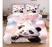 Fotmung Set di Biancheria da Letto Singolo Animale Panda, 3D Stampa 3 Pezzi Set Copripiumino Singolo 135x200 cm, Copripiumini In Morbido Microfibra per Ragazze e Ragazzi W207