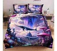 Fotmung Set di Copriletto 3 Pezzi 240x260 Balena, Set Extra Large 1 Copripiumino + 2 Federe, Morbidezza Superiore, Tessuto Di Lusso Per Un Letto Principesco e Confortevole C350
