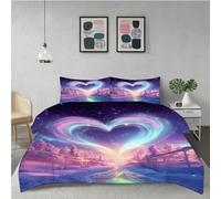 Fotmung Set di Copriletto 3 Pezzi 240x260 Cuori Multicolori, Set Extra Large 1 Copripiumino + 2 Federe, Morbidezza Superiore, Tessuto Di Lusso Per Un Letto Principesco e Confortevole F350