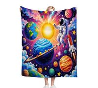 Fotmung Throw Flanella Calda Astronauta Sul Pianeta Colorato, 150x200 cm per il Letto Matrimoniale, Accessorio Eleganza per il Salotto, Lavabile in Lavatrice e Duratura nel Tempo, Respirante-A238