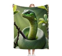 Fotmung Throw Flanella Calda Serpente Verde, 150x200 cm per il Letto Matrimoniale, Accessorio Eleganza per il Salotto, Lavabile in Lavatrice e Duratura nel Tempo, Leggera e Respirante R72
