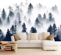 Foto 3D grigia, decorazione murale per soggiorno e camera da letto, foresta nebbiosa densa, immagini murali in tessuto non tessuto per uffici, camere da letto e soggiorni, 300 cm x 210 cm Poster - Ade