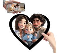 Foto 3D personalizzata in stile cartone animato con la tua foto, cornice portafoto in legno personalizzata per coppia matrimonio famiglia decorazione artistica da parete cornice caricatura foto (cuore