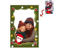 Foto 3D personalizzata in stile cartone animato - Regali commemorativi Cornici, Ritratto di animazione dei cartoni animati per parete Coppia Anniversario Natale Famiglia Art Decor Regalo