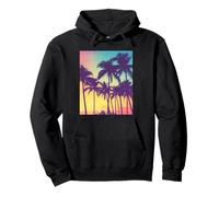 Foto a Colori d'Epoca di Palm Trees Sunset Island Photography Felpa con Cappuccio
