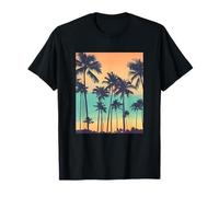 Foto a Colori d'Epoca di Palm Trees Sunset Island Photography Maglietta