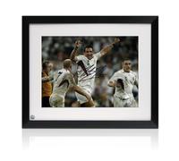 Foto autografata da Martin Johnson: fischio finale. Incorniciato