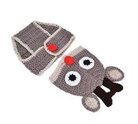 Foto cappello pantalone neonato, costume foto bambino tossico traspirante carino per Natale per feste per 0-3 mesi(Marrone)